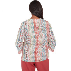 Sedona Sky Vertical Texture Print Shirt Petite Sizing