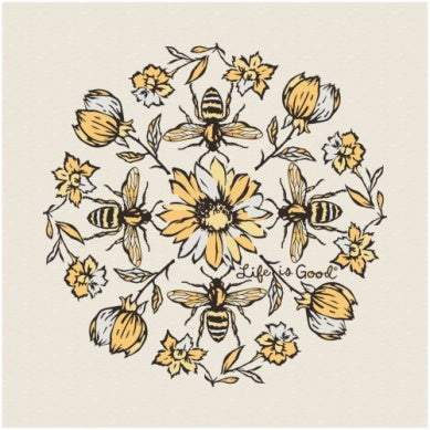 Women Textured Slub Tee Floral Bee Mandala