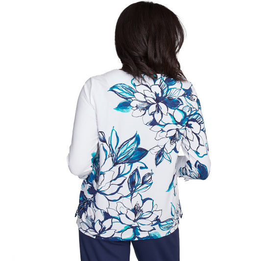 Nantucket Fineline Floral Knit Shirt Petite Size