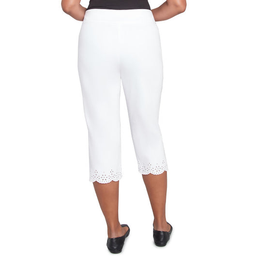 Crystal Springs Superstretch Denim Eyelet Cuff Capri Pants