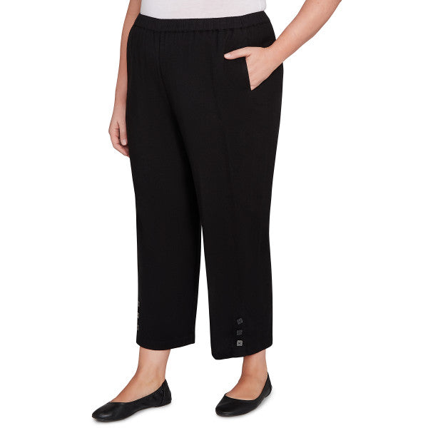 Santa Barbara Hi Twist Crinkle Button Calf Ankle Pant Plus Size