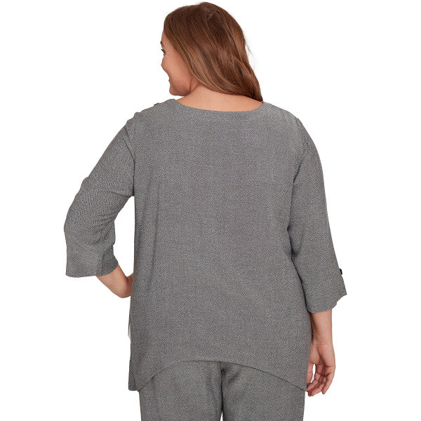 Santa Barbara Diagonal Spliced Stripe Woven Top Plus Size