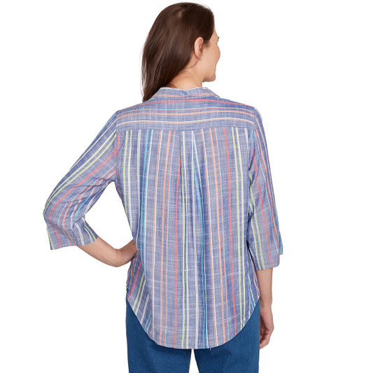 El Paso Woven Texture Multi Stripe Shirt Petite Size