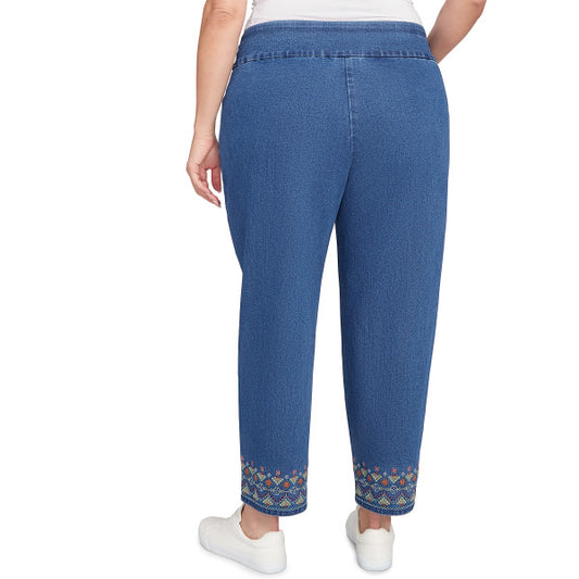 El Paso Border Fringe Ankle Denim Pants Plus Size
