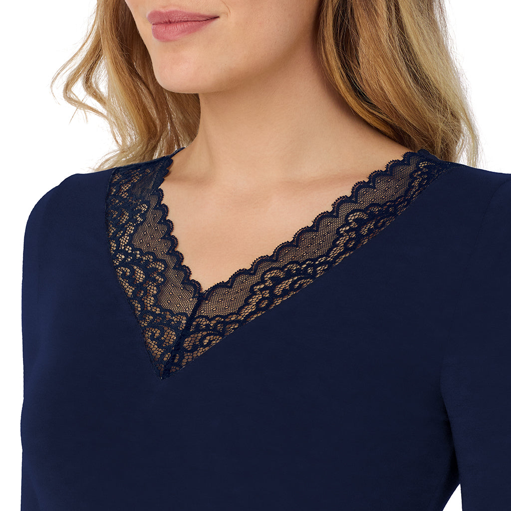 Softwear With Stretch Lace Long Sleeve V Neck Shirt