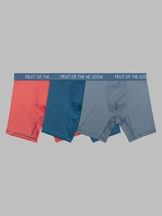 Mens 3 Pack Assorted Boxer Brief Mid Rise Long Leg