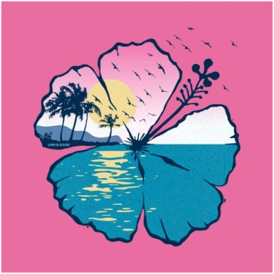 Short Sleeve Crusher Lite V Neck Tee Hibiscus