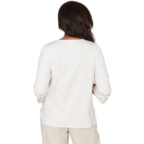 Natural Wonder Leaf Yoke Knit Shirt