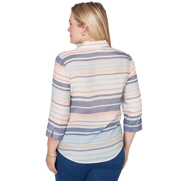 Port Side Woven Texture Stripe Shirt