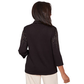 Seville Heat Set Zip Yoke Knit Top Petite