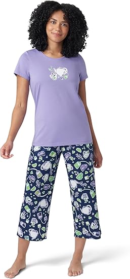 Cotton Knit Tee And Capri PJ Set