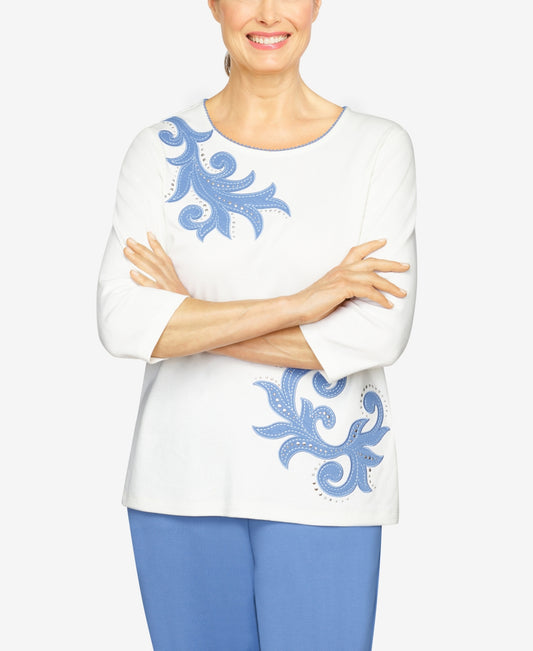 Life Of Leisure Scroll Applique Knit Shirt