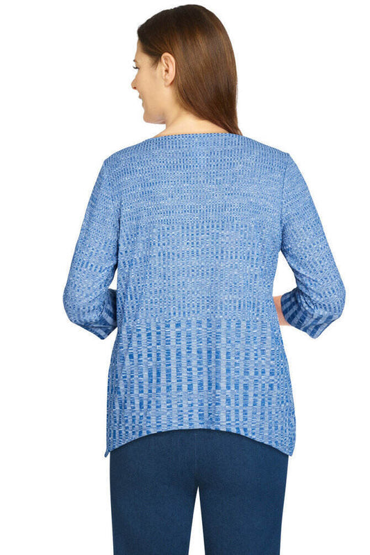 High Impact Melange Rib Knit Shirt Petite