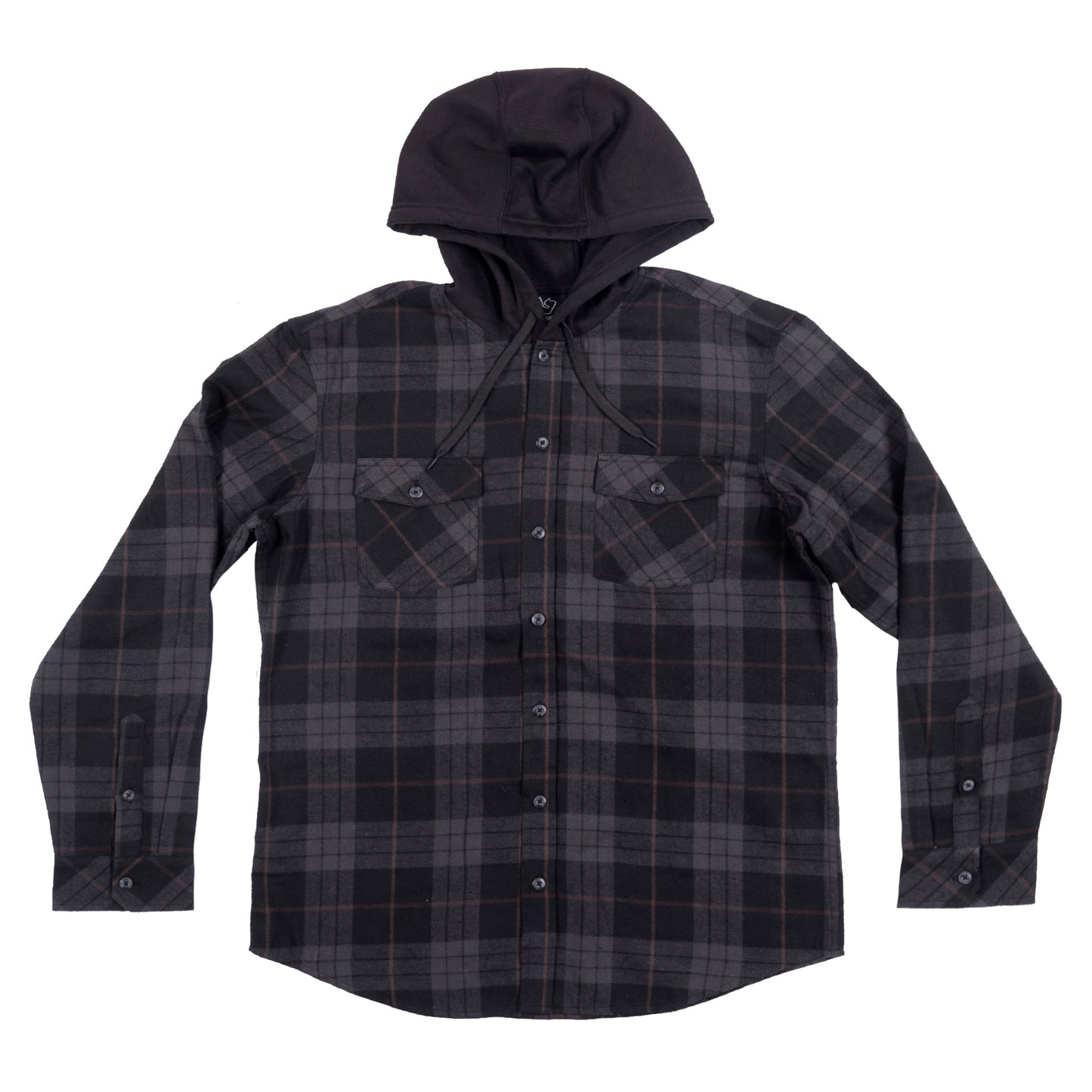 Flannel Button Down Shirt With Hood