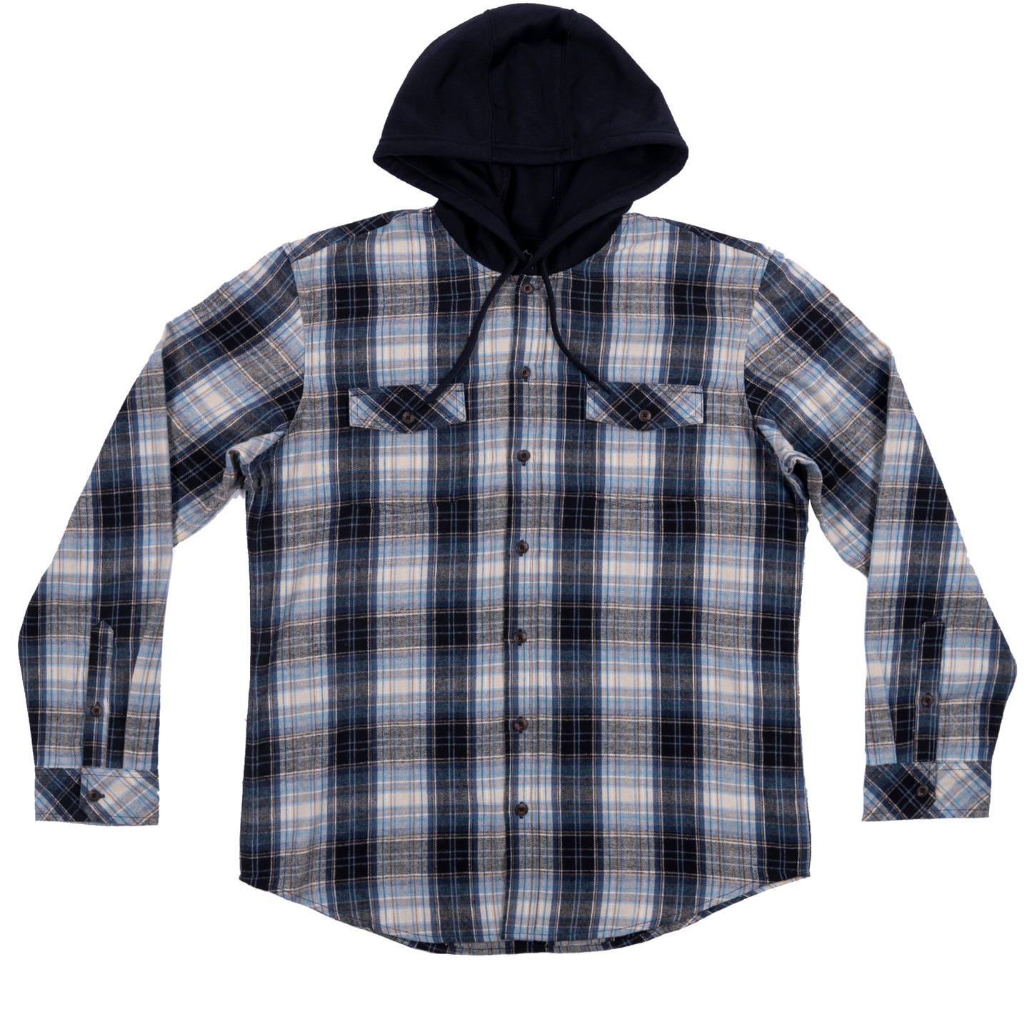 Flannel Button Down Shirt With Hood