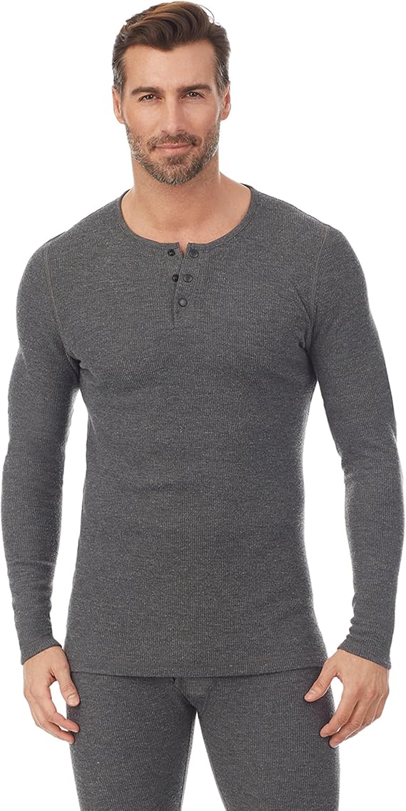 Waffle Thermal Long Sleeve Henley Shirt
