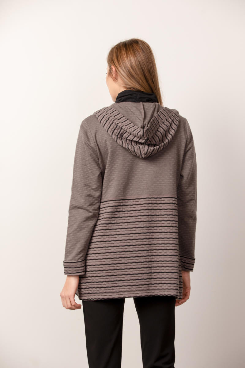 Double Faced Andes Stripe Button Front Hoodie