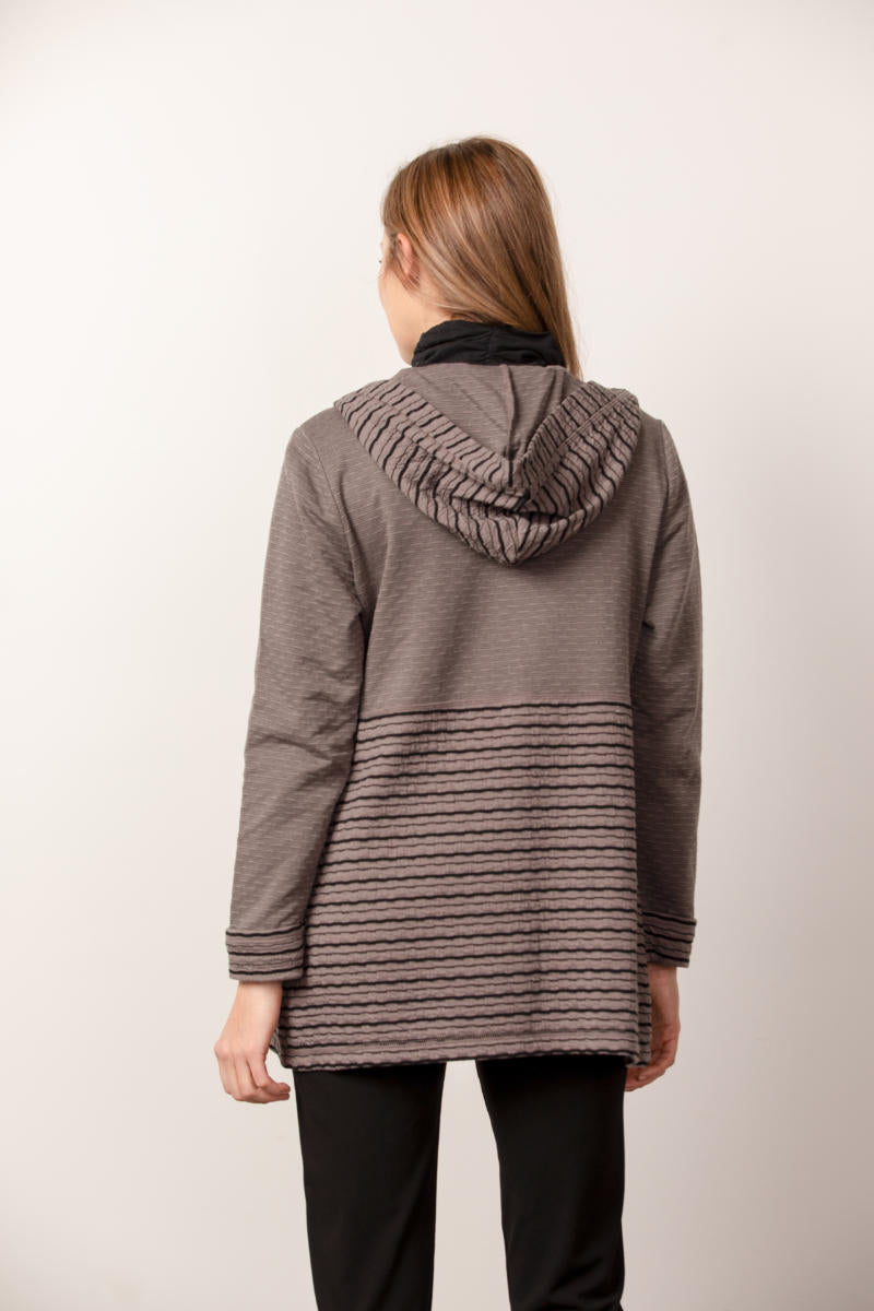 Double Faced Andes Stripe Button Front  Hoodie