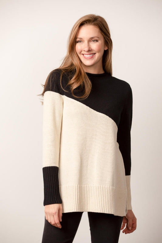 Yin Yang Colorblock Funnel Neck Sweater