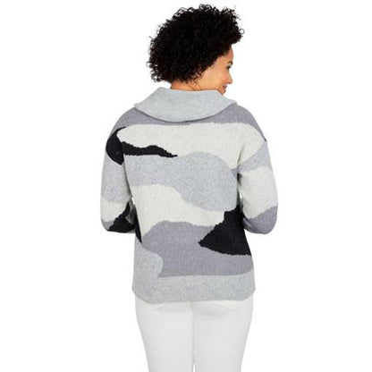 Camouflage Cowl Neck Sweater