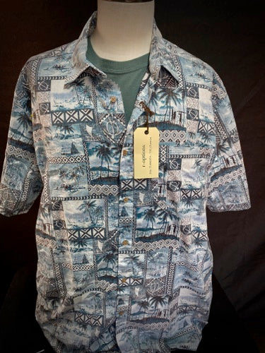 All Cotton Vintage Ultra Soft Short Sleeve Hawaiian Print Shirt