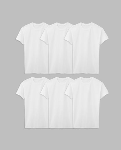 6 Pack White Crew Shirt X Size