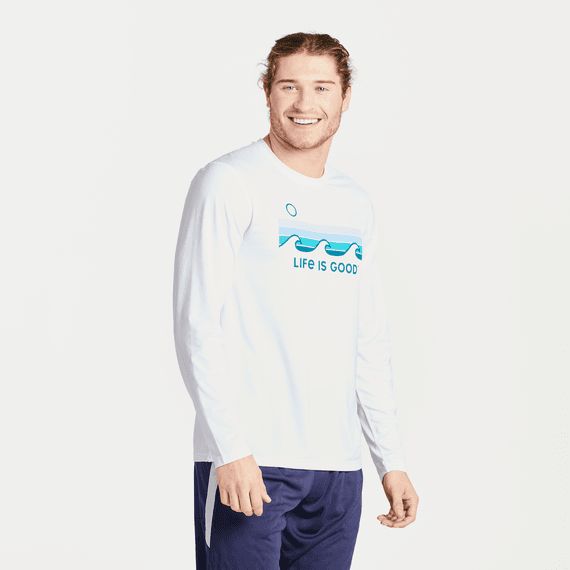 Men Long Sleeve Retro Wave Tee Shirt