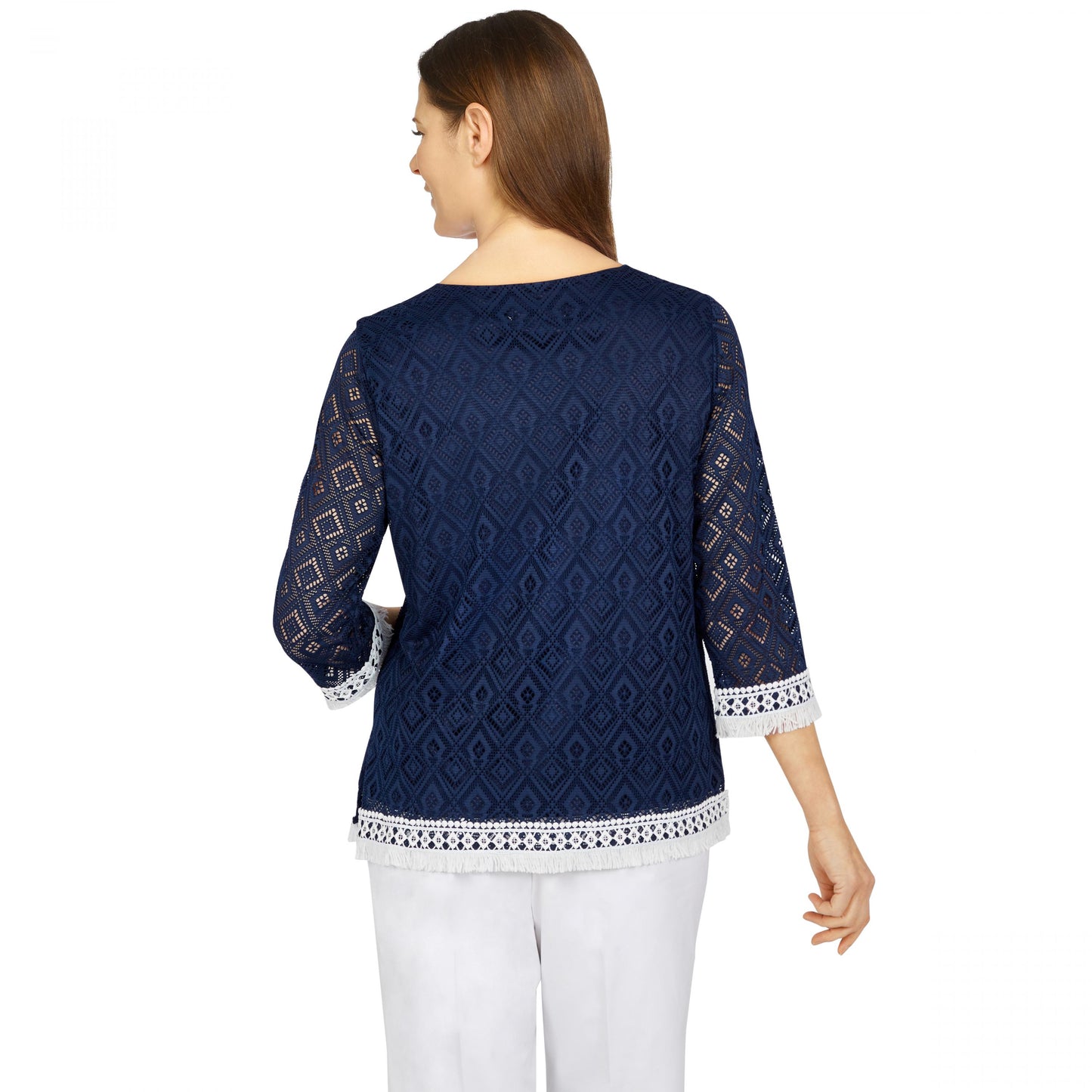 Newport Diamond Texture Knit Shirt With Fringe