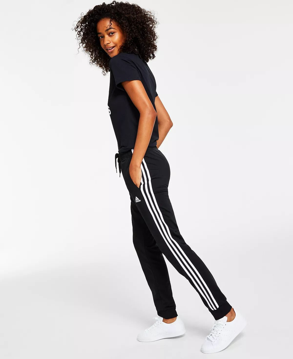 Women s Adidas Essentials 3 Stripes Pants Black White Medium