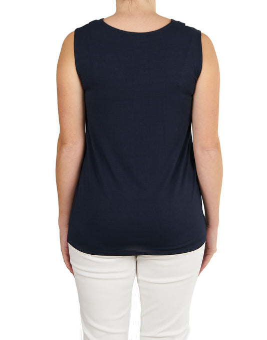 Sleeveless Grommet V Neck Shirt