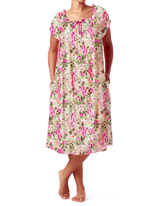 Shirred Lounge Midi Sleepshirt