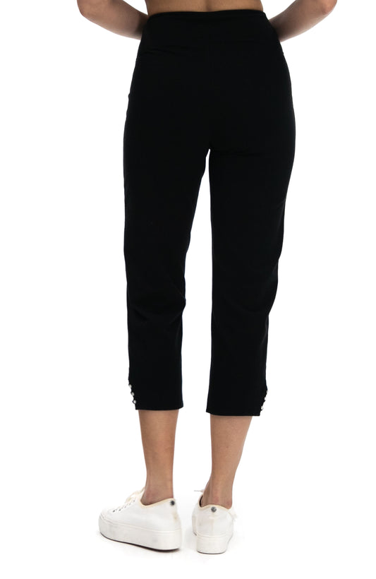 Rhinestud Strapped Side Slit Capri Pants