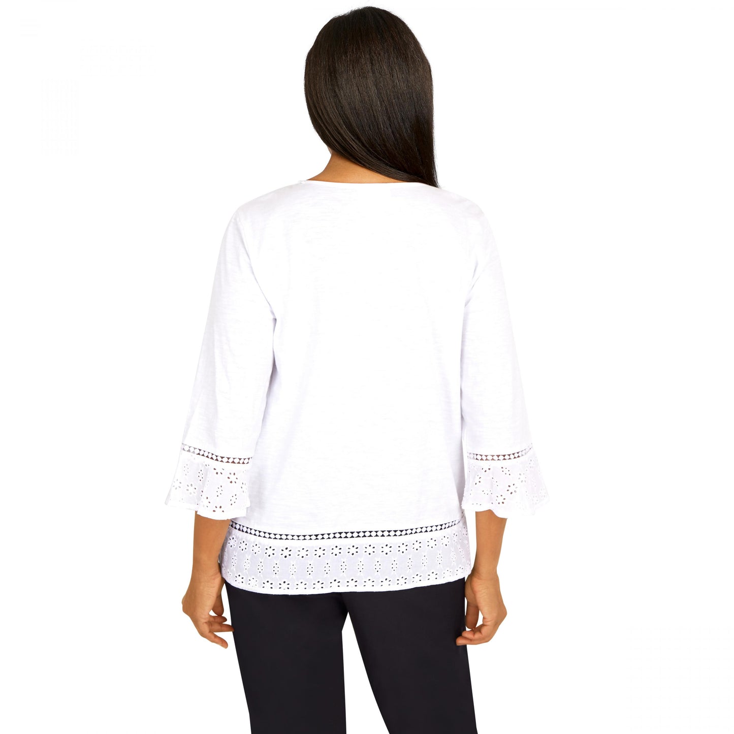 Summer In The City Eyelet Border With Necklace Shirt Plus