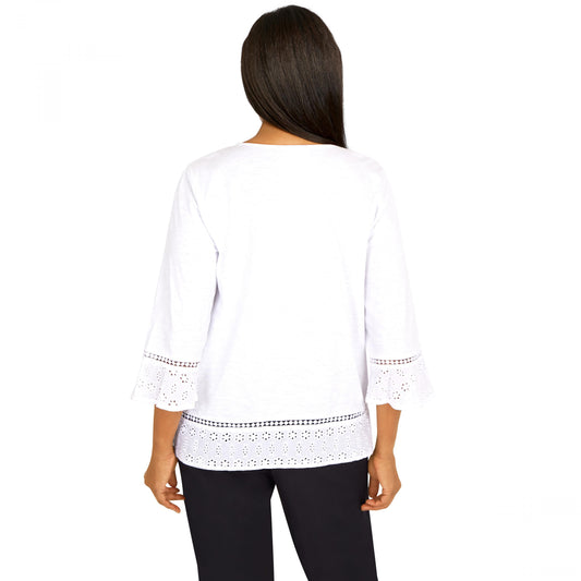 Summer In The City Eyelet Border With Necklace Shirt Plus