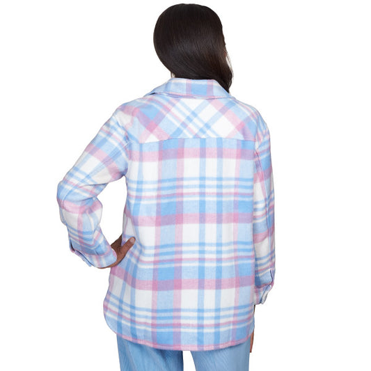 Swiss Chalet Plaid Shirt Jacket Petite