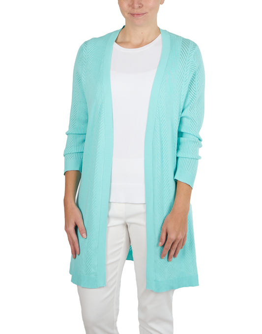 Pointelle Long Cozy Open Cardigan