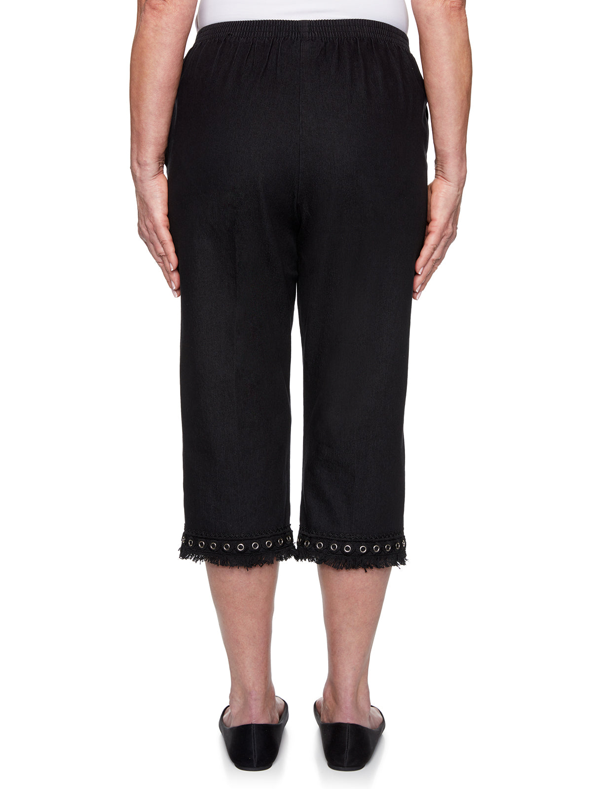 Checkmate Denim Lace Fringe Capri Pant Petite Size