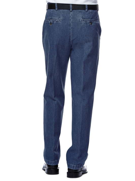 Work To Weekend Plain Front Denim Pants Expandable Waist
