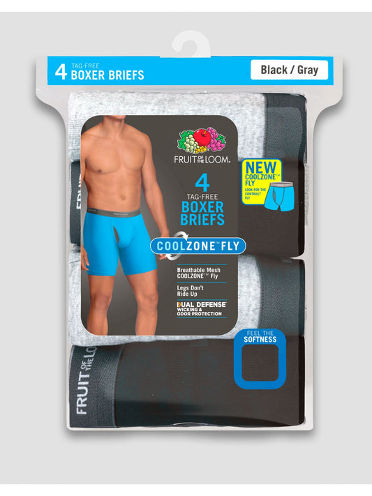Mens Black Grey Boxer Brief 4 Pack
