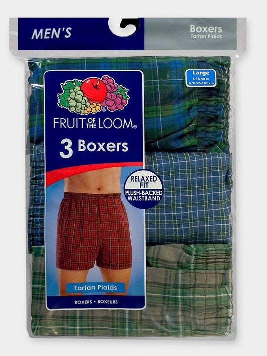 Mens 3 Pack Tartan Plaid Boxers