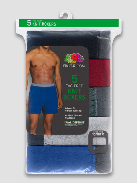 Mens Solid Knit Boxers 5 Pack