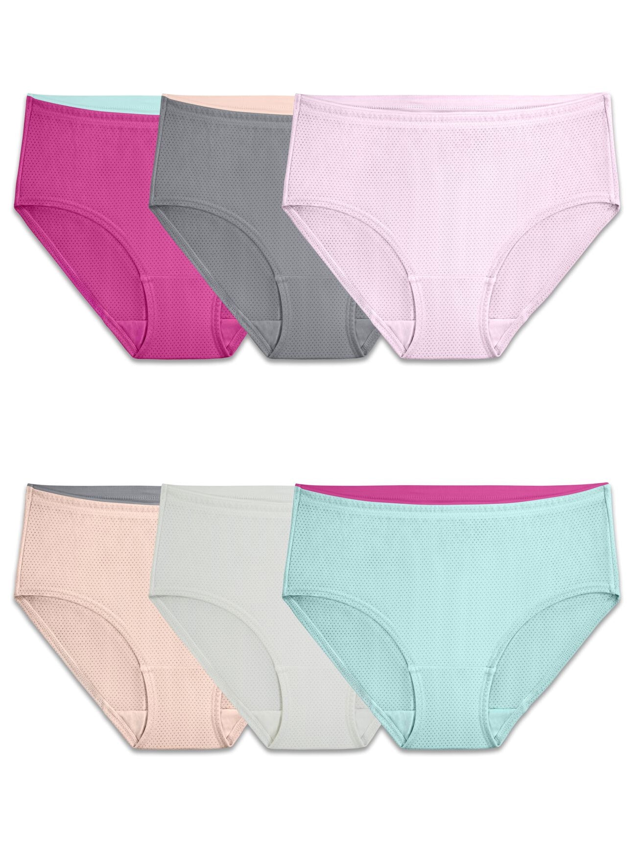 Fit For Me Women's Plus Breathable Micro-Mesh Brief Underwear, 6-Pack