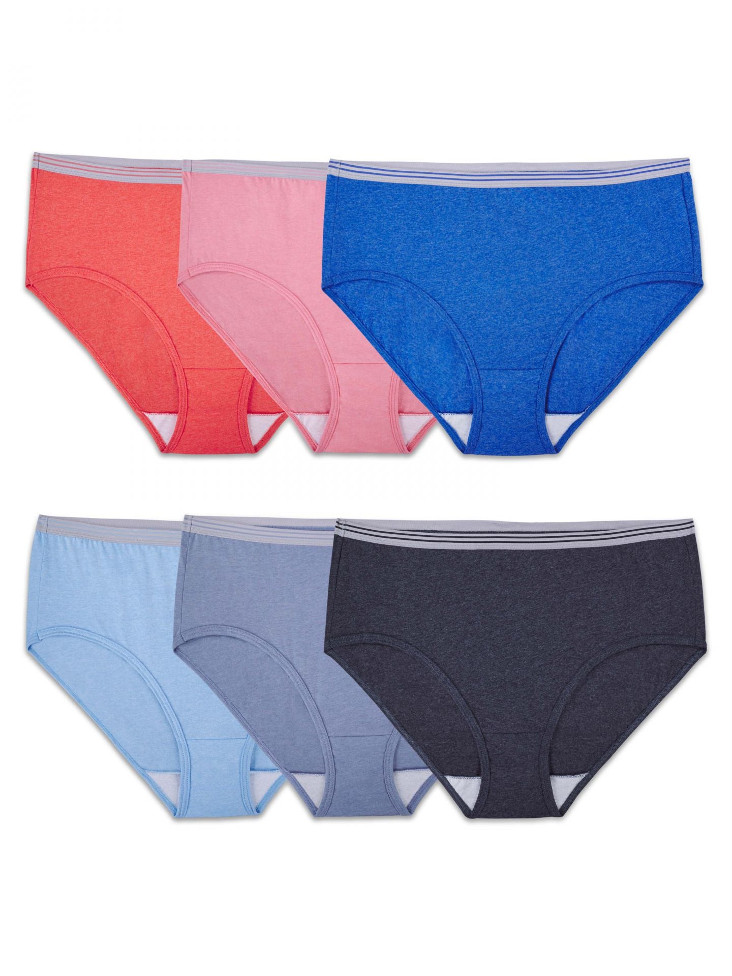 Fruit of the Loom Women`s 6pk Heather Cotton Briefs, 6, Assorted