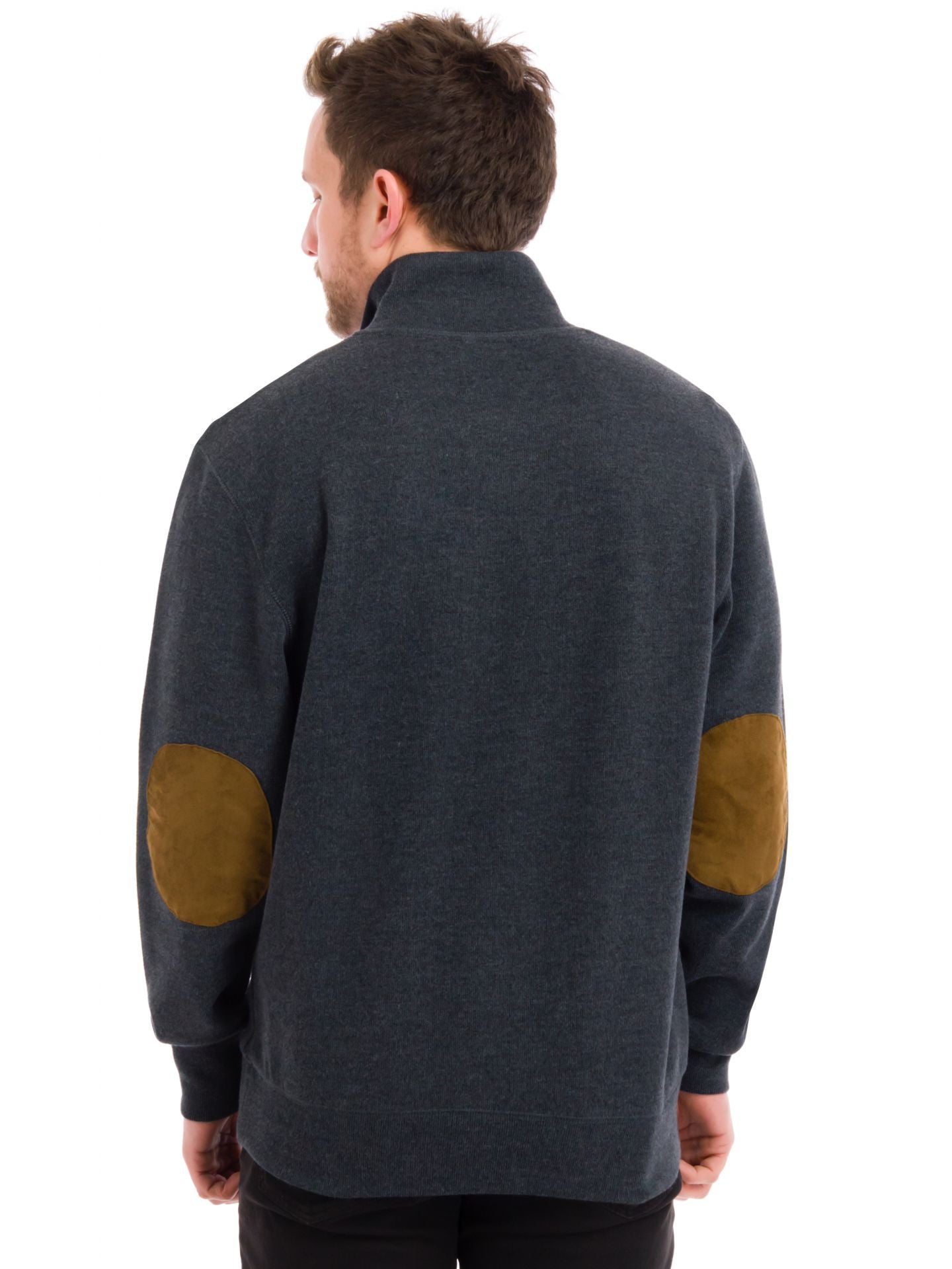 Quarter Zip Knit With Microsuede Patches Shirt
