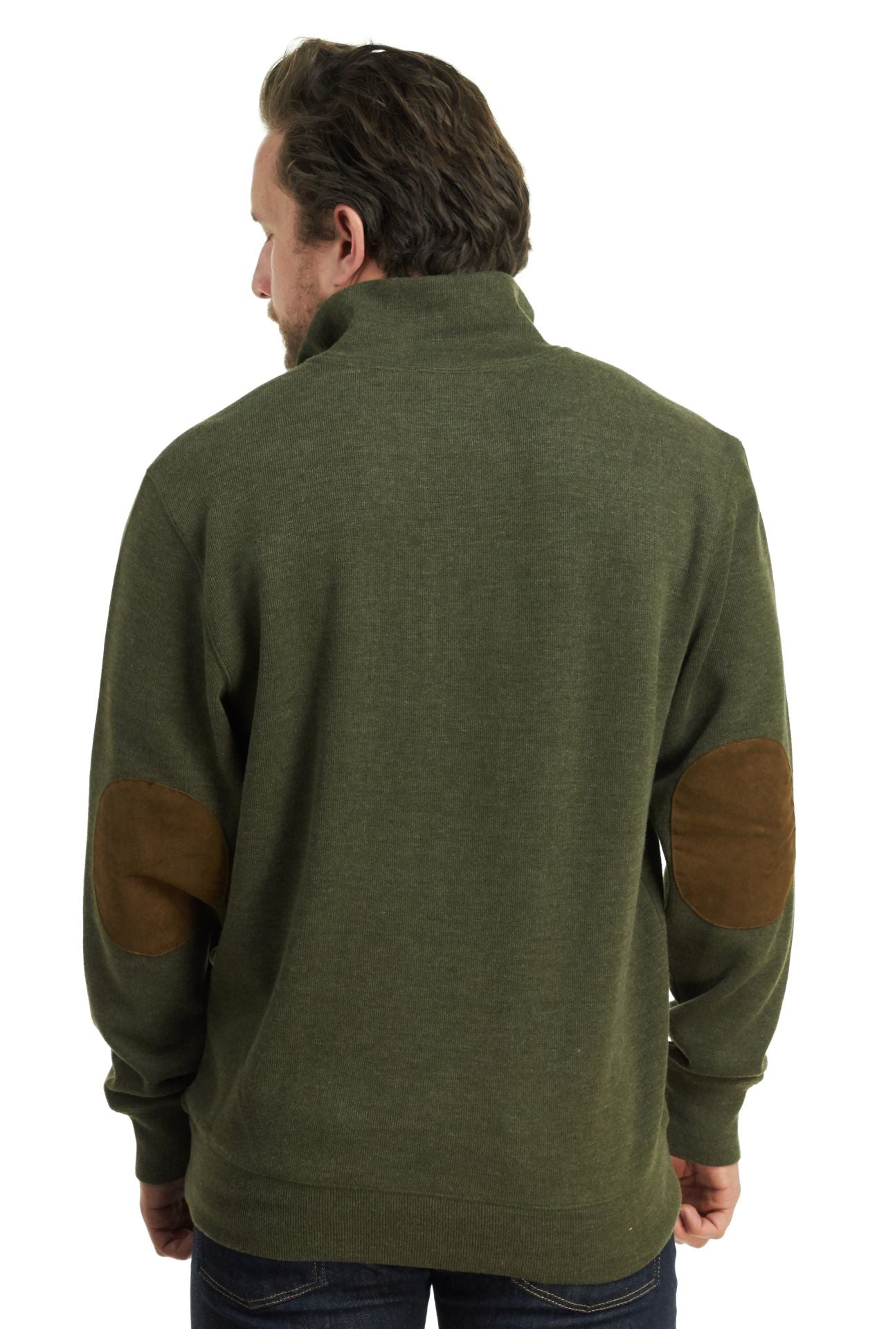 Quarter Zip Knit With Microsuede Patches Shirt