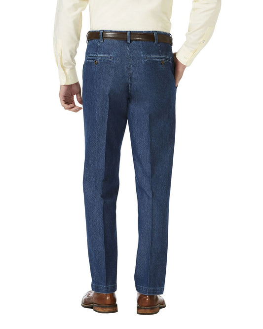 Premium Stretch Classic Fit Denim Flat Front Pants