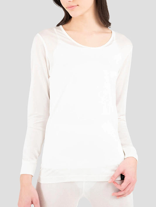 Women's Filament Pointelle Silk Scoop Neck