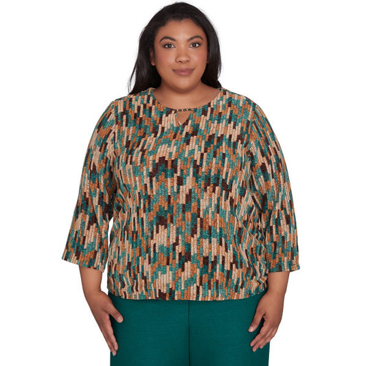 Emerald Isle Chenille Vertical Texture Knit Top Plus Size