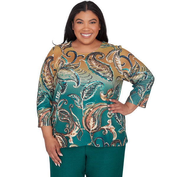 Emerald Isle Paisley Ombre Shirt Plus Size