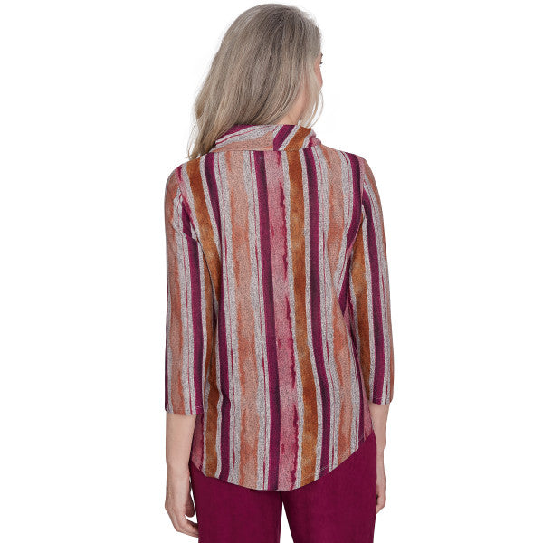 Wine Country Melange Spliced Stripe Shirt